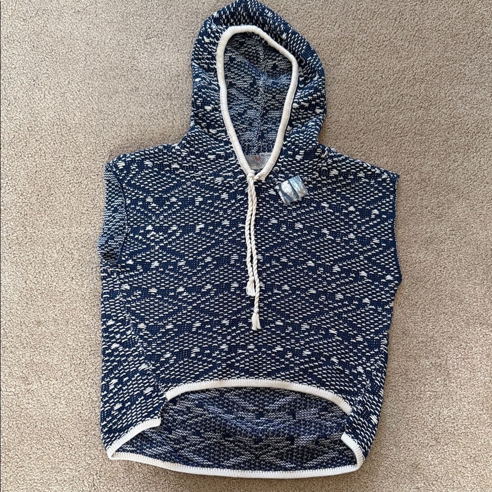 Blue and White Hooded Sweater